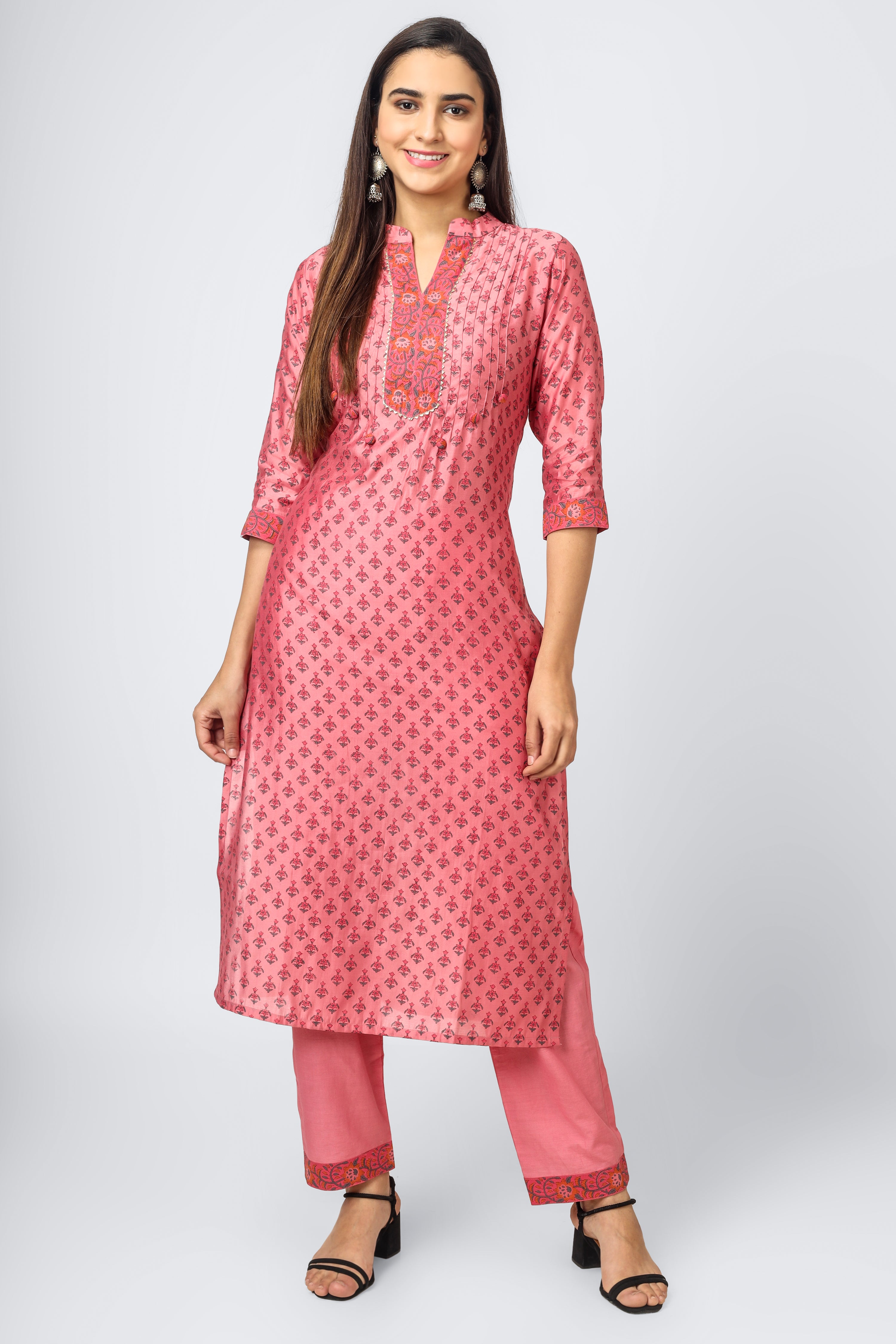 Buy Almas Lifestyle Lucknowi Chikankari Sky Blue Chanderi Silk Kurti &  Plazo (Medium) at Amazon.in